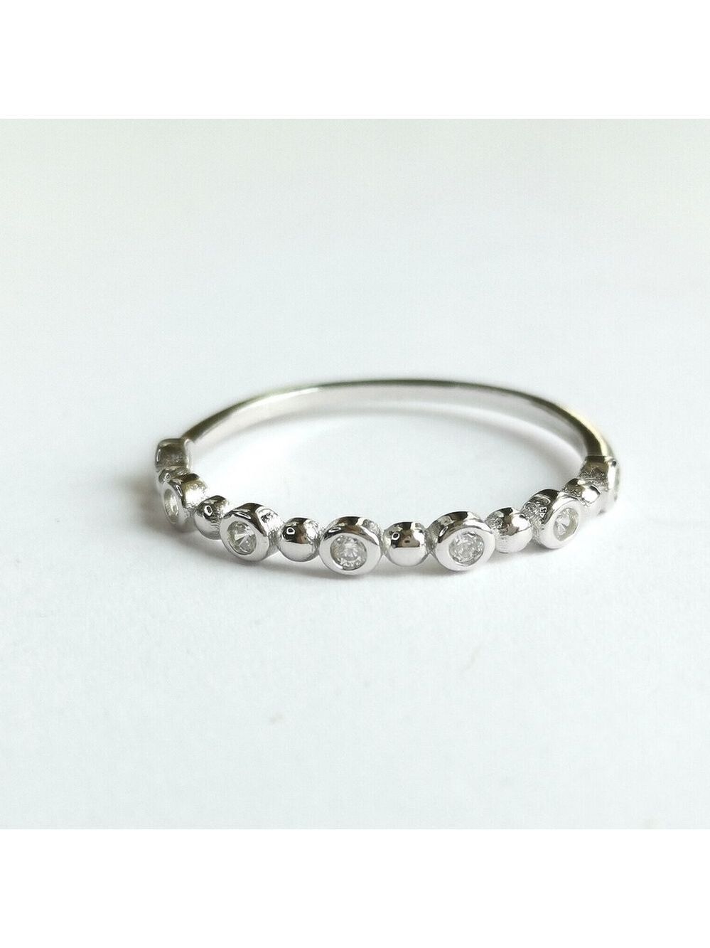 Half Eternity Sterling Silver CZ band ring Size 9